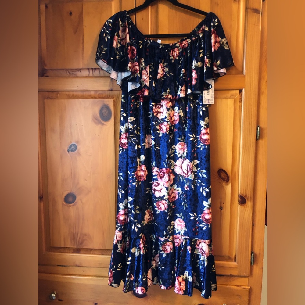 Lularoe Cici Mermaid Dress, Navy Blue, Pink, Green, Velvet XL NWT